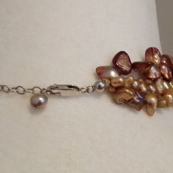 3 Strand Baroque Freshwater Pearl Necklace - Picture 4 of 5